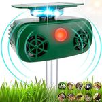 Ultrasonic Cat Repellent,5 Modes Adjustable, Solar Waterproof Pest Repeller Outdoor, Animal Repeller with Motion Sensor and 360 Ultrasonic Flashing, for Cat, Dog, Skunks, Squirrel, Wild Animals
