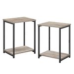 VASAGLE Set of 2 Side Tables, 2-Tier Sofa Side Tables, Bedside Tables with Steel Frames, for Living Room, Bedroom, Home Office, Industrial Style, Heather Greige and Classic Black LET272B02