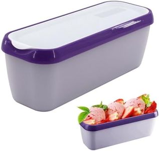 Insulated Ice Cream Storage Tub with Lid,Reusable Storage Freezer ice cream Container With Lids,1.5 Quart, Purple and Lavender, Non Slip Base, Stackable on Freezer Shelves (Purple)