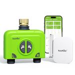 RAINPOINT WiFi Garden Hose Timer 2 Zone, Smart Water Timers for Irrigation, Sprinkler Timer via APP/Voice Control, Built-in Flow Meter, Based on Weather/Soil, Automatic Watering System (Brass Inlet)