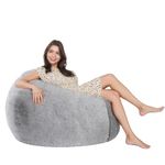 Mollismoons Bean Bag XXXL Size for Adults & Kids Fur bin Bag Luxury Bean Bag Chair (Grey, Bean Bag Filled with Beans (no Asselbly Required))
