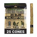 King Palm Slim Size Natural Pre Wrap Palm Leafs (1 Pack of 25, 25 Rolls Total) - Pre Rolled Cones - All Natural Cones - Corn Husk Filter - Preroll Cones - Prerolled Cones with Filter - Organic Cones