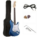 Juârez Acoustic Guitar, 38 Inch Cutaway, 038C with Bag, Strings, Pick and Strap, Black (Electric Guitar Kit, BLUE)