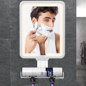 JJhxr Miroir de Douche LED Anti-buée pour Le Rasage, Miroir Chauffant Anti-buée avec 3 Modes de Couleur (Blanc)