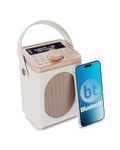 Portable DAB+ Radio with Bluetooth | 15 Hour Battery Playback and Mains Powered | Dual Alarm & Snooze Function| 20+ Presets, LED Display, FM, Headphone Jack | MAJORITY Little Shelford (Cream)