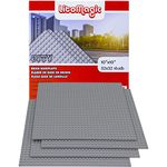 LitoMagic Stackable Baseplate Works with Lego, Kre-O and Other Regular Size Blocks. Sturdy Platform for Building Bricks and Display Table. Pack of 4 Large 10 x 10 Inches Gray Boards.