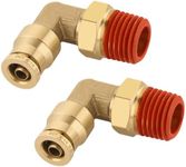 Boeray 1/4" Quick Push to Connect Fittings Brass 90 Degree Union Swivel Elbow Joint DOT Approved 1/4" Tube OD x 1/4" NPT Thread Air Brake Line Adapter Air Suspension Kit for Car Truck Trailers 2pcs