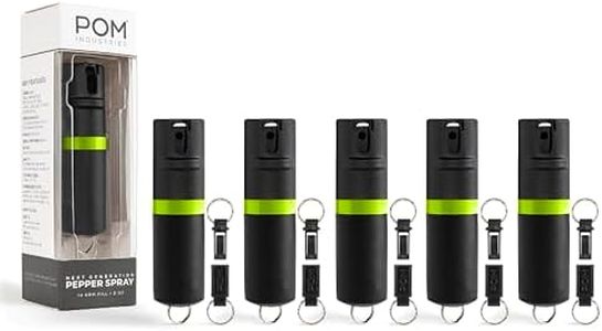POM Pepper Spray Keychain, Quick Key Release for Instant Access, Flip Top Safety, Maximum Strength OC Formula with UV Marking Dye, 25 Bursts, 10 ft Range, 0.5 fl oz