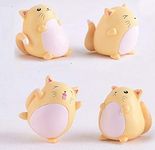 BHOOLU&GOOLU Resin Cute Mischievous Cat Figurines Miniature for Ornamental Decor- Yellow, Small (4pcs/Set)