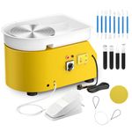 Electric Pottery Wheel, Couleeur 350W & 25CM Aluminum Turntable Pottery Wheel with Removable ABS Basin, Foot Pedal and Shaping Tools, Pottery Wheel Forming Machine for DIY and Pottery Studio (Yellow)