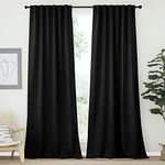 NICETOWN Blackout Curtains 108 Inches Long 2 Panels Window Drapes - Halloween Deco Room Darkening Draperies Extra Long Window Treatment with Back Tab/Rod Pocket for Hall Room, Black, W52 x L108, 2 PC