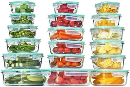 Vtopmart 18 Pack Glass Food Storage Containers, Meal Prep Containers, Airtight Glass Lunch Boxes with Leak Proof Locking Lids, for Microwave, Oven, Freezer and Dishwasher