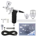 Master Airbrush Model G79 All-Purpose Precision Fixed Dual-Action Trigger Style Gravity Feed Airbrush Pro Set