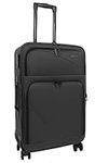 Bordlite Lightweight 4 Wheel Black Suitcase Soft Luggage Travel Cabin Bag, Easy Roll Suitcase - Black - Medium