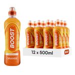 Boost Sports Drink Orange Flavour 12 Isotonic Drink with Vitamin B12 and B6 Electrolyte Drink Maximum Hydration Drinks Low Calorie Vegan Adult Soft Drinks Multipacks 12x500ml