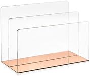 Okuna Outpost Clear Acrylic File Organizer with 2 Slots, Office Desk Paper, Mail, and Letter Sorter (9 x 5 x 7 in)