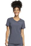 Infinity Women Scrubs Top Mock Wrap 2625A, XS, Pewter