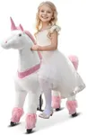 Pipleo Ride on Unicorn on Toys, Unicorn Ride on for Girls 7 to Adult, Ride on Unicorn Toys, Unicorn Rider Mechanical Walking Action Plush Animal, No Battery or Electricity,Max Load 187 LBS - Pink