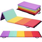 Oneofics Gymnastics Mat, 5-Panel Folding Kids' Tumbling Exercise Mat with Carrying Handles for Home Gym Workout & Active Play