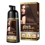 Dark Brown Hair Dye Shampoo Permanent for Men&Women,Instant Hair Color Shampoo for Gray Hair Coverage and Beard,3-In-1 Shampoo for Color Hair,500ml/Natural herbal Ingredients.