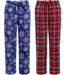 Alexander Del Rossa Women's 2-Pack Warm Plush Fleece Pajama Pants, Comfy Lounge PJ Bottoms, Christmas Plaid, Medium
