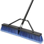 24 inches Push Broom Outdoor Heavy Duty Broom for Deck Driveway Garage Yard Patio Concrete Floor Cleaning-Blue