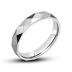 Daesar Promise Ring for Men Stainless Steel Bands Ring Simple Irregular Surface Ring Silver Ring Size 6