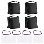 Neewer 4 Pack Photography Heavy Duty Sandbags Saddlebag Design 4 Weight Bags for Photo Video Studio Standing Backyard Outdoor Patio Sports Transparent PP Bag and Clips Included (Black)