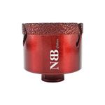 NBB vacuum brazed diamond hole saw with M14 in shiny red color, for dry or wet drilling professionally on hard porcelain, ceramic, tile, granite, marble, fast, durable, for angle grinder (68mm)