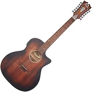 D'Angelico Electro Acoustic 12 String Solid-Body Electric Guitar, Right, Aged Mahogany (DAPLSG212AGDCP)