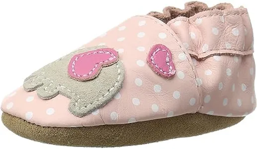 Robeez Baby Girls and Unisex Soft Soles Slip-Resistant Crib Shoes Slippers Moccasins for Infant and Toddler - Little Peanut Core - 6-12 Months Pink