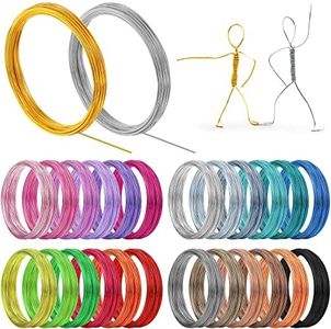 25 Rolls Wire Multi Colored Aluminum Crafts, 20 Gauge/ 0.8 mm Flexible Metal for Art Colored Jewelry Beading Wire for Jewelry Making (410 Feet)