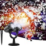 Christmas Projector Lights Outdoor - Dual-Head Snowflake Projector Lights, IP65 Waterproof, 360° Rotation LED Projector Light for Xmas Holiday Wedding Indoor Party New Year Garden Decorations (Black)