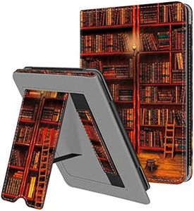 Fintie Stand Case for 6" All-New Kindle (2022 Release) - PU Leather Cover with Card Slot & Hand Strap for Kindle 2022 11th Generation Model No. C2V2L3 (NOT fit Paperwhite), Library