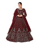 RUDRAPRAYAG Net And Santoon Long Anarkali Gown For Women | Semi Stitched Anarkali Gown For Women | Gown In Clothing & Accessories, Maroon