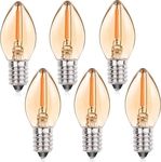 Bonlux 6pcs 0.5W E14 LED Light Bulb, Small Screw in Light Bulb, 2200K Warm White Candle Bulbs, Amber Glass 50lm 4W 5W Equivalent, Low Wattage SES LED Night Light Bulb for Table Lamp, Effect Lighting