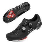 Solamni Mens Womens Cycling Shoes Compatible with Peloton Bike, Indoor Spin Class Outdoor Road Bike Shoes with Look Delta Cleats Black