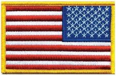 Single Hero's Pride Tactical American Flag Patches - 3-3/8" x 2" Embroidered USA Uniform Emblem Patch - Sew On Designed for Military and Tactical Clothing - USA Flag with Gold Border (1 Piece)