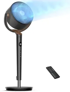 Dreo Fan for Bedroom, 120° Oscillating Standing Fan, Quiet Floor Fan with DC Motor, Pedestal Fan for Room, 8 Speeds, 3 modes, 20dB, 120° Manual Vertical, 35-40" Adjustable Height, 8H Timer, Black