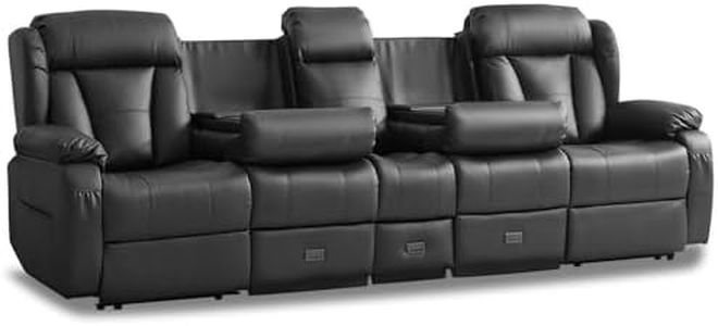 110" Reclining Sofa 4 Seater Recliner Couch with Console for Living Room
