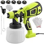 JiGiU Paint Sprayer, 700W Electric HVLP Spray Gun 1400ml Detachable Tank Fence Paint Sprayer Adjustable Flow Control Handheld Paint Sprayers with 5 Nozzles & 3 Patterns for Home Interior and Exterior