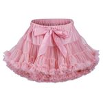 LACOFIA Girl's Tutu Skirt Kids Ruffle Layered Tulle Skirt Princess Tutu Pettiskirt Party Dance Bubble Mini Skirt Medium Pink L 8-10 Years