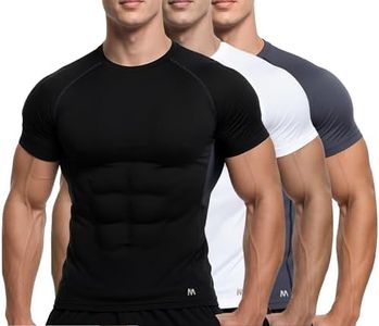 MagnaMan Men's Compression Shirts 3 - Pack: Moisture - Wicking Athletic Baselayer Tops for Men with Quick - Dry Technology, Ideal for Gym, Workout & Running