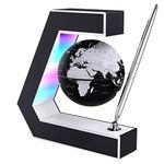 Floating Globe with LED Lights Magnetic Levitation Floating Globe with Pen, Portable to Write On Office Desk, World Map for Desk Decoration