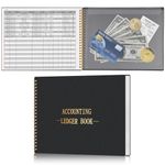 HAUTOCO Accounts Book for Finance Bookkeeping, Accounting Ledger Book for Small Businesses and Home Budget Tracking, Income and Expense Log Book - 257 x 200 mm (Black)