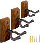Guitar Wall Mount, Zebra Wood Guitar Hanger, U-Shaped Guitar Wall Hanger Mount, Guitar Holder Hook Stand Wall Mount Guitar Accessories for Acoustic, Electric Guitar, Banjo, Bass, Ukulele