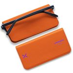 Lensrappa Luxury Slim Leather Glasses Case | Mandarin Orange Handmade Full-Grain Leather Eyewear Wrap with Magnetic Closure & Gift Box | Ultra-Slim Protective Case in 9 Elegant Colours