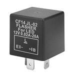 LED Flasher Relay, 3 Pin 12V LED Electronic Flasher Unit Adjustable Indicator Relay for Car Vehicle Motorcycle, CF14 Short Shell LED Flash Relay