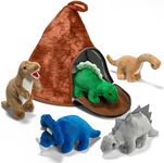 Prextex Dinosaur Volcano House with 5 Plush Dinosaurs Great for Kids
