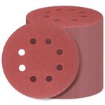 100 PCS 5 Inch Sanding Disc 120 Grit, 8 Hole Sandpaper Hook and Loop Sanding Pads Round Orbital Sandpaper for Random Orbital Sander